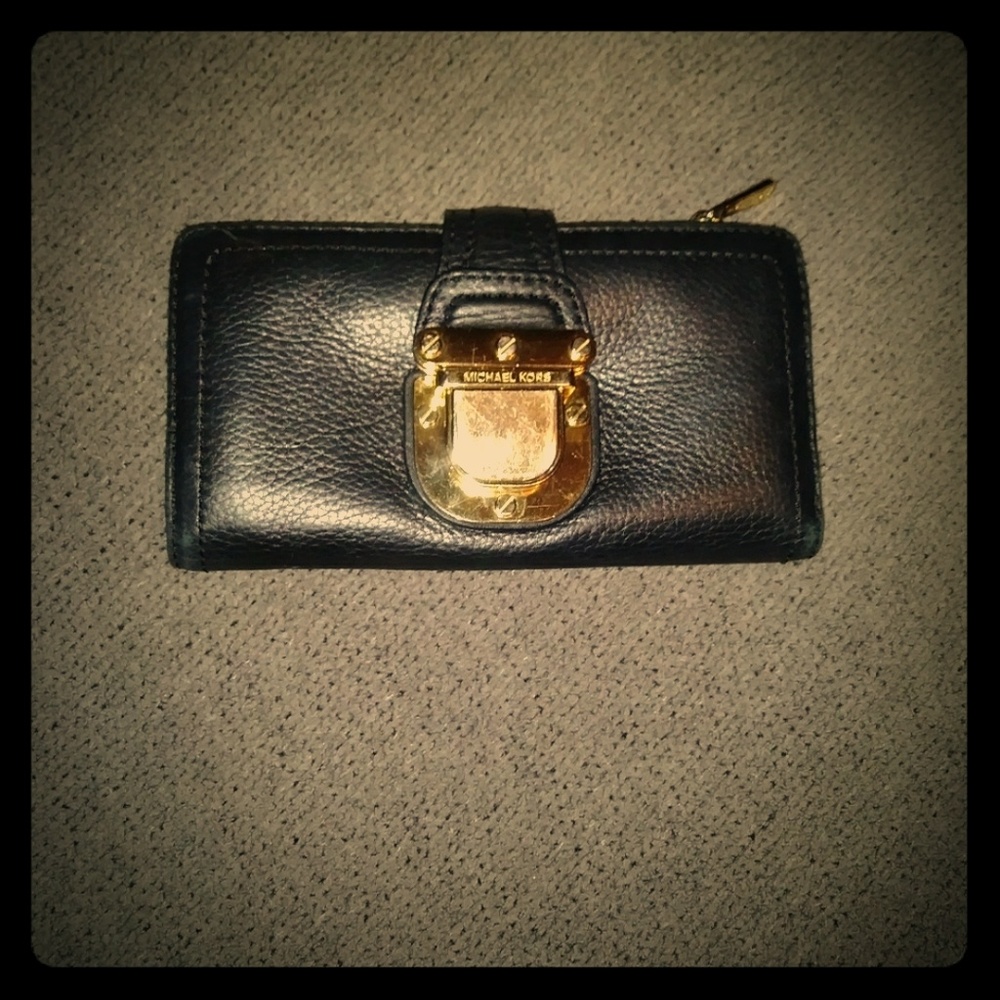 Michael Kors Black wallet with Gold Hardware